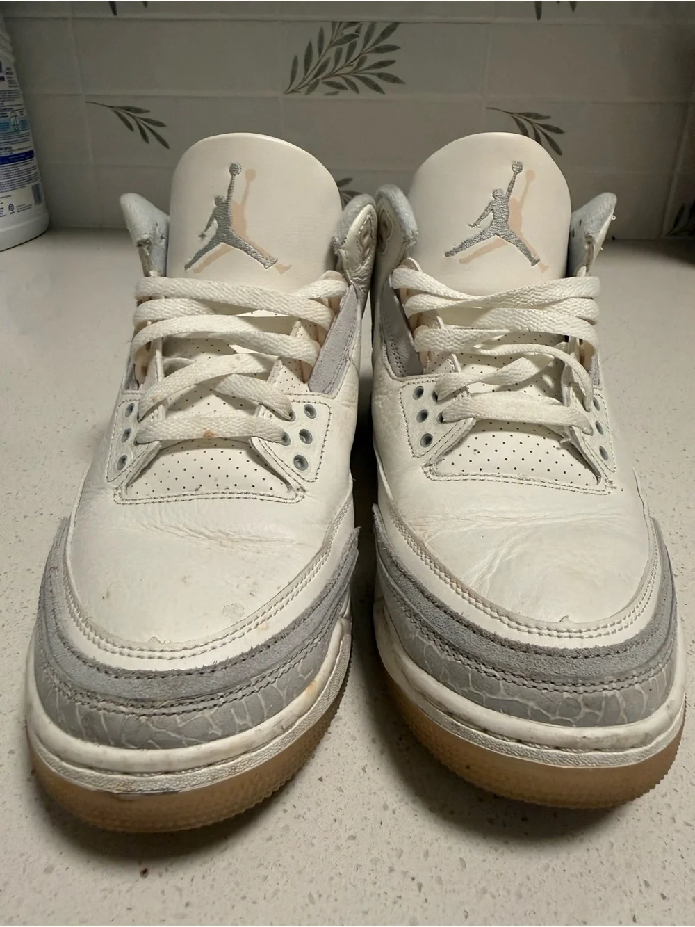 Jordan 3 White and Light Gray Retro Low-Top Sneakers